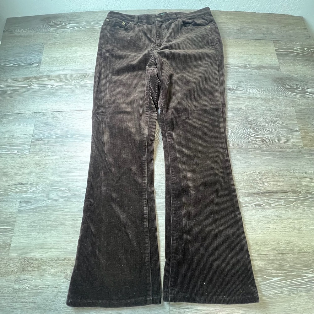 Lauren‎ Ralph Lauren Corduroy Pants Womens 10P Brown Classic Bootcut Petite Leg